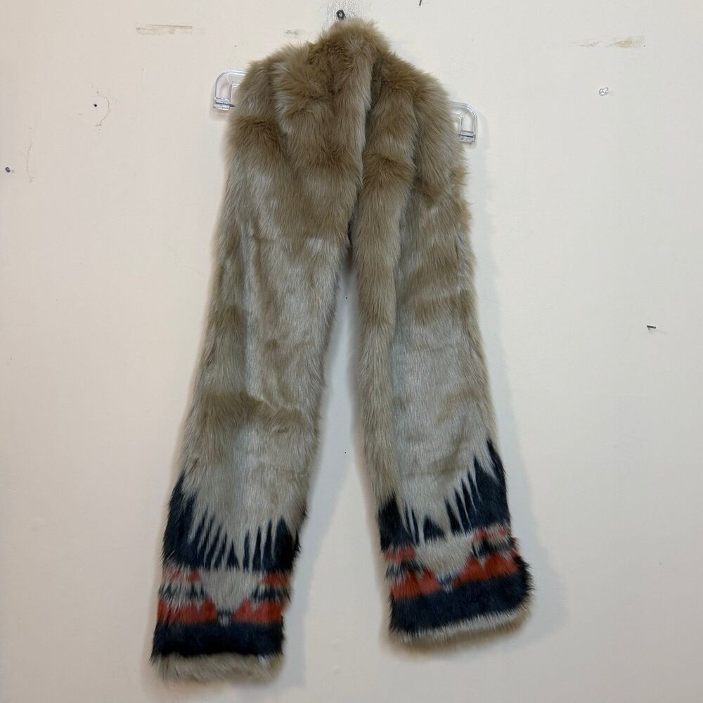 Rara Avis by Iris Apfel Aztec Pattern Faux Fur Scarf